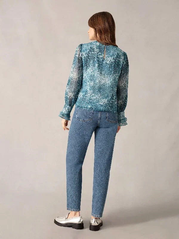 blue-leopard-print-pintuck-blouse
