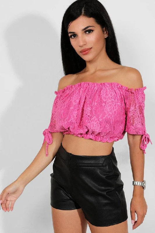 delicate-lace-bow-sleeves-bardot-crop-top