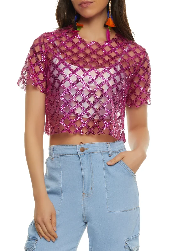 Tulle Sequin Crop Top