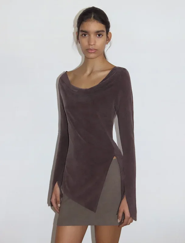 lotto-asymmetric-long-sleeved-cupro-top-mahogany