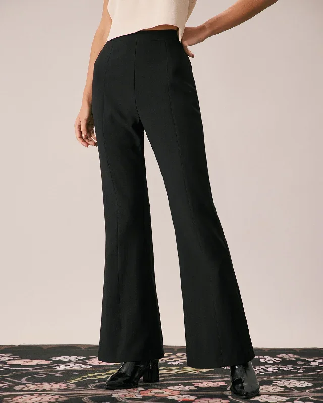 The Black High Waisted Zipper Flare Pants