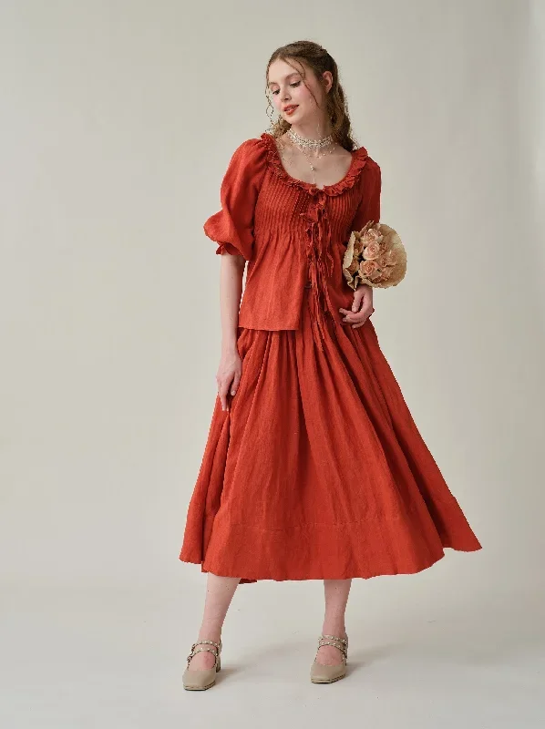 tie-front-ruffled-linen-blouse-red-blouse-victorian-blouse-vintage-blouse-puff-sleeve-blouse-women-blouse-linennaive tie-front-ruffled-linen-blouse-red-blouse-victorian-blouse-vintage-blouse-puff-sleeve-blouse-women-blouse-linennaive