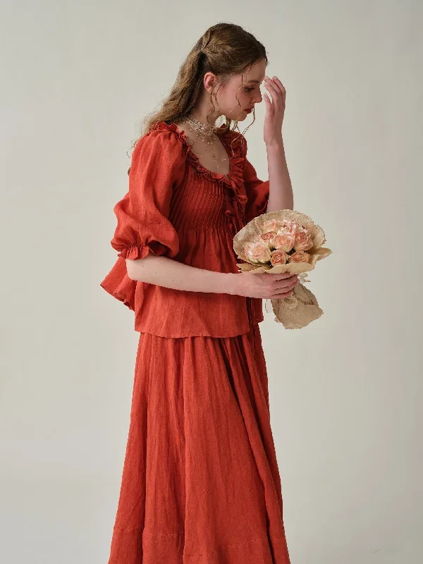 tie-front-ruffled-linen-blouse-red-blouse-victorian-blouse-vintage-blouse-puff-sleeve-blouse-women-blouse-linennaive tie-front-ruffled-linen-blouse-red-blouse-victorian-blouse-vintage-blouse-puff-sleeve-blouse-women-blouse-linennaive